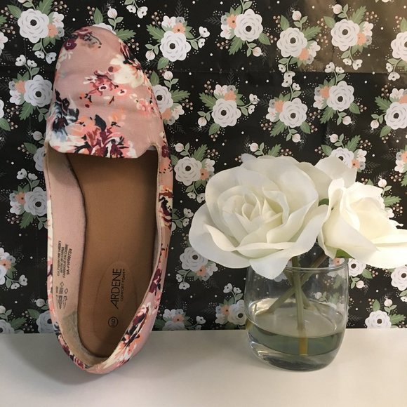 Pink Floral Loafers - Picture 1 of 8